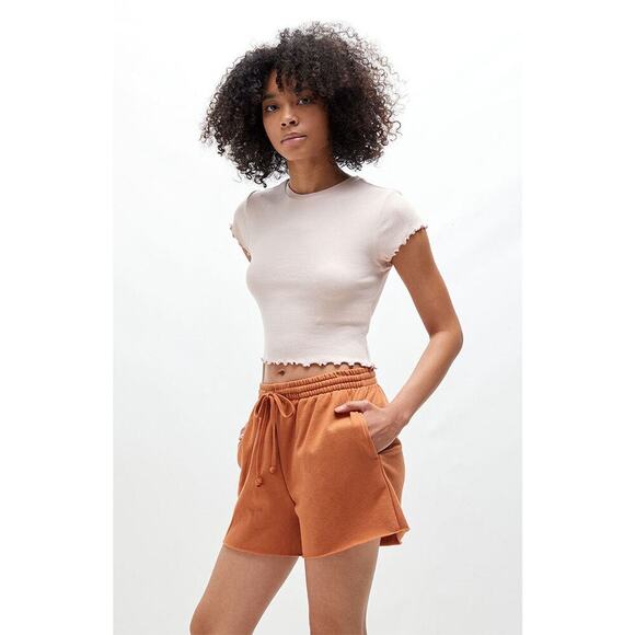 Pacsun RVCA Test Drive Rust Orange Raw Cut Hem Sweat Shorts - S - Picture 3 of 10